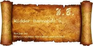 Widder Barnabás névjegykártya